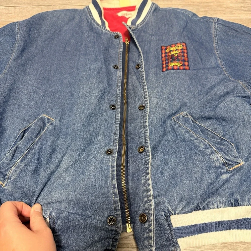 Vintage Super Rare Cococola Denim Bomber Jacket 100%‎ Cotton